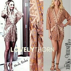 WINTER KATE // ltd ed boho-chic jaya 100% silk wrap dress rare